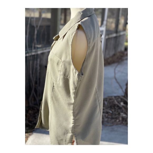 Penman Tank Top Collar Olive Green Button Up Sz XL - Picture 8 of 9